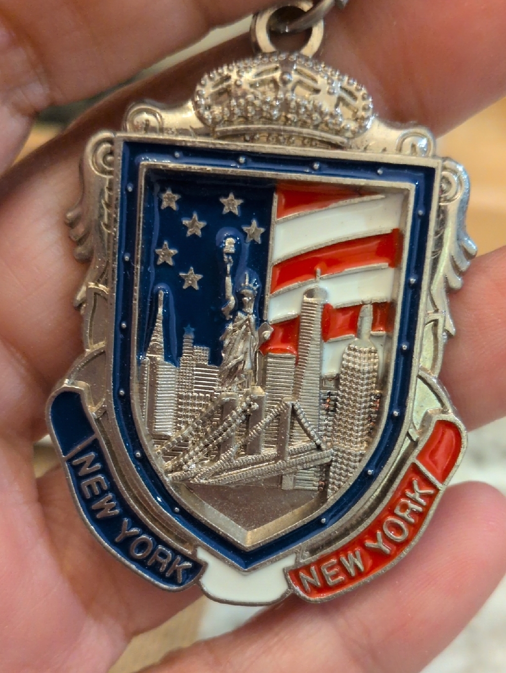 New York Shield Keychain Card Holder - Blue, Red & White